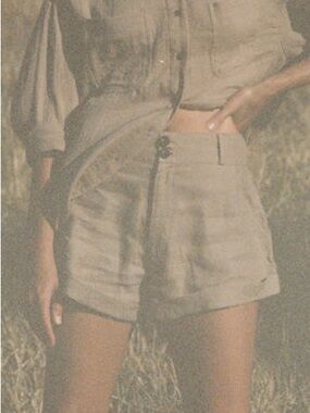 acacia swimwear Beige High-Waist Tailored Shorts
